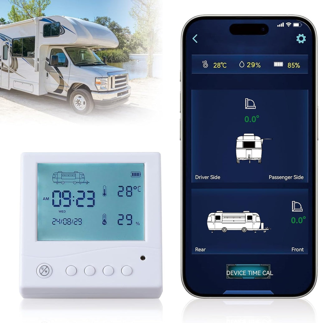 Wireless Campervan (RV) Leveling System with Digital Display – Real-Time Angle Monitoring