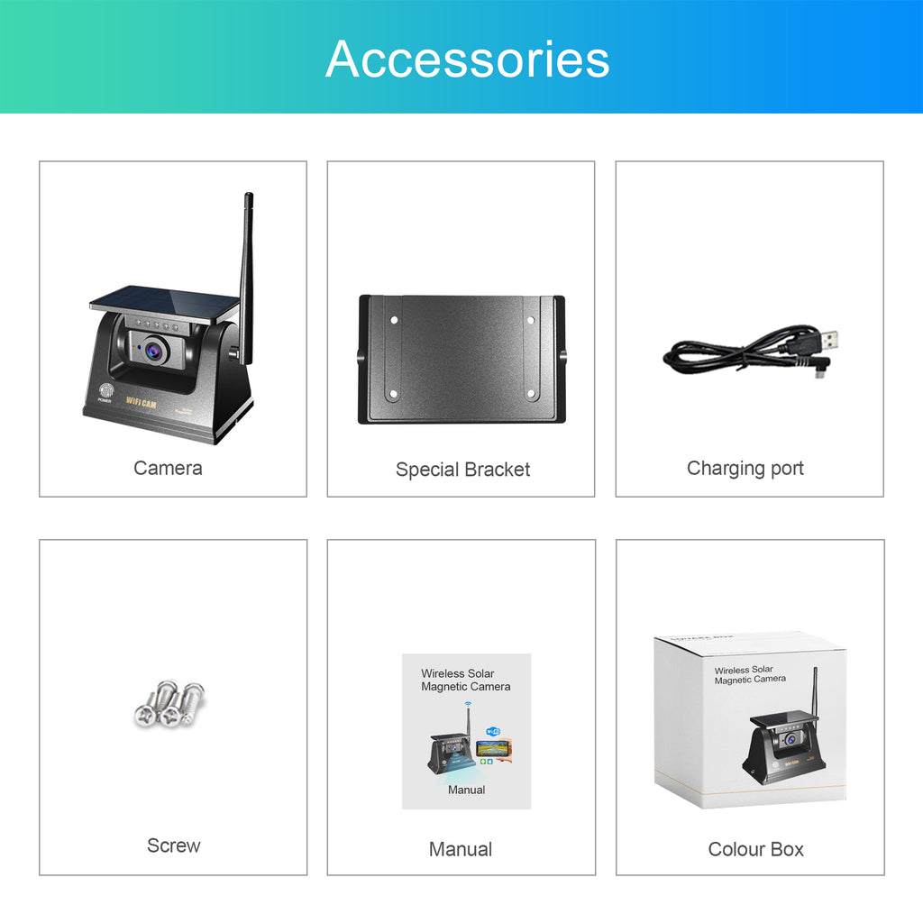 Wireless RV Backing Camera System - Solar, Night Vision, IP68 Waterproof.